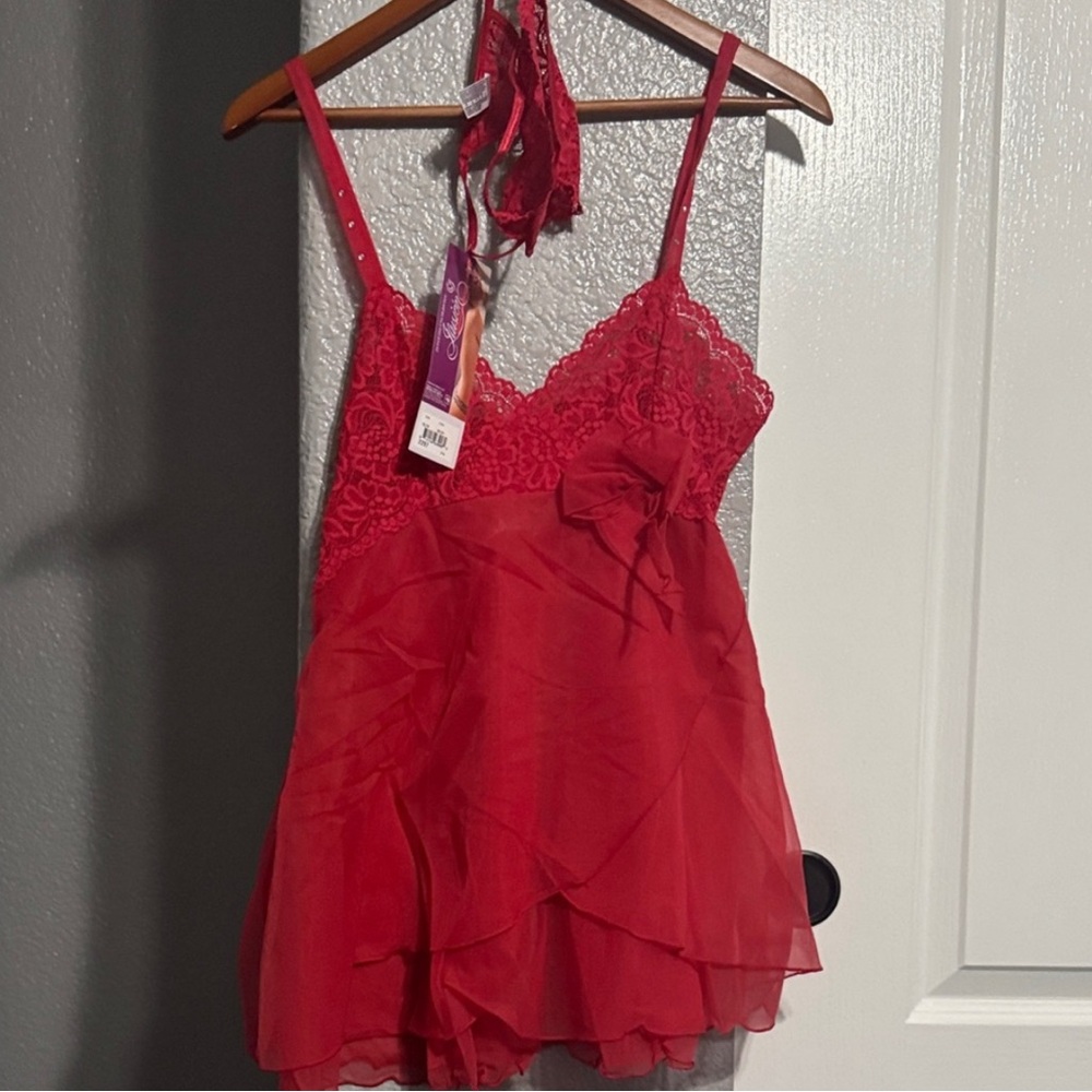 Elegant Red Lace Babydoll Lingerie